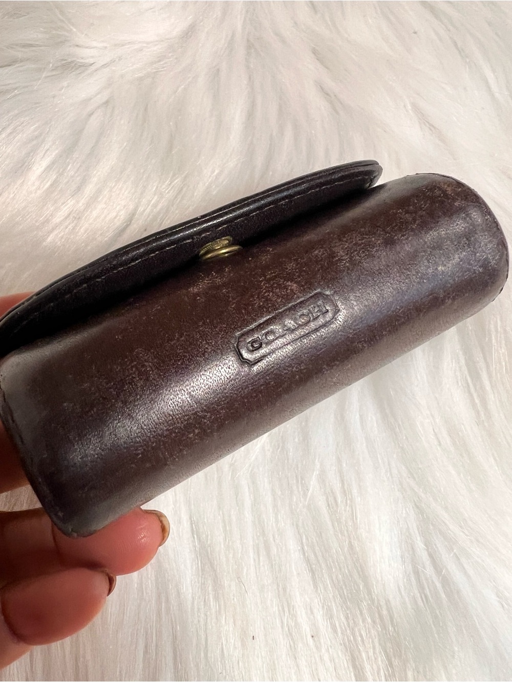 Vintage Coach Dark Brown Leather mirrored lipstick Case - Picture 3 of 6